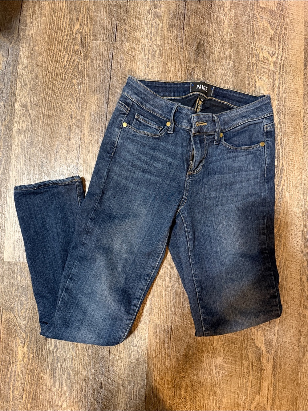 PAIGE Dark Blue Skinny Jeans with Subtle Fading